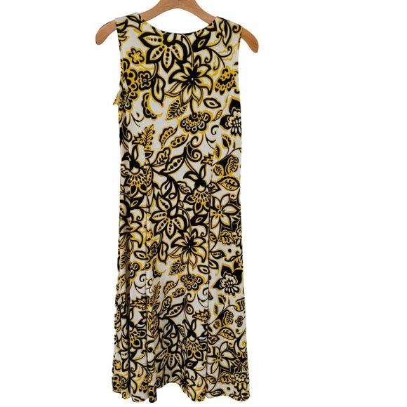 Julian Taylor Floral Sleeveless pattern Dress Yellow Black Womens Size 10  knit - Picture 12 of 12